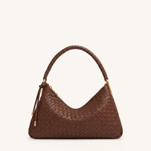 Lorena Woven Shoulder Bag - Coffee Brown