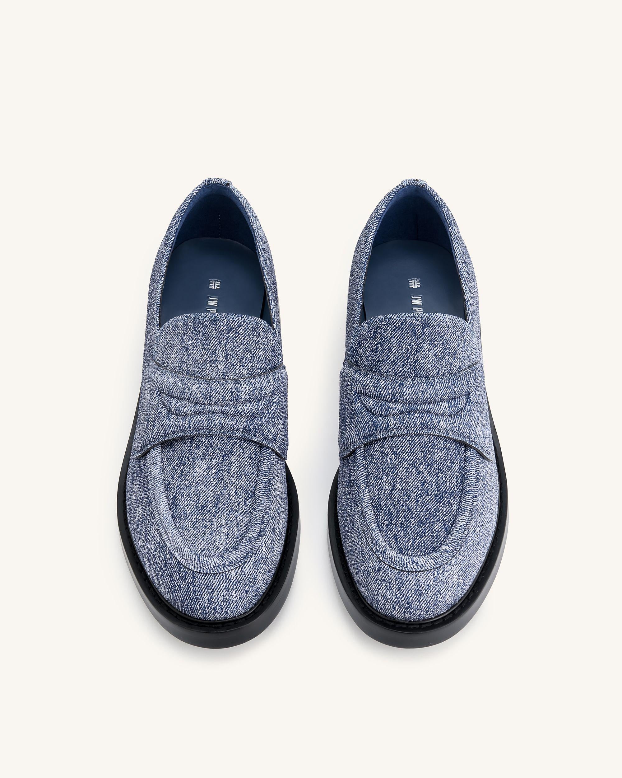 Micah Denim Embossed Chunky Loafer - Blue - Image 3