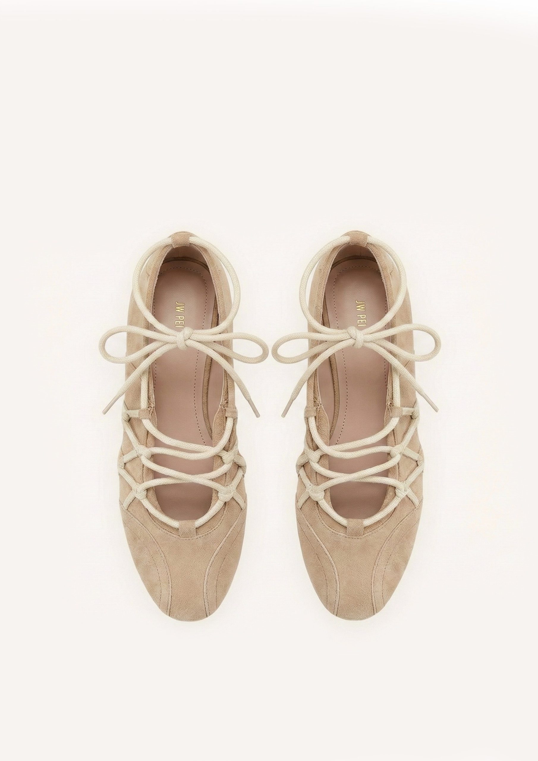 Iria Lace-Up Ballet Flats - Light Brown - Image 2