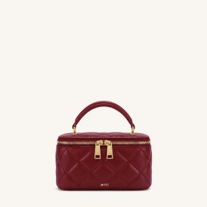 Vivienne Quilted Vanity Top Handle Bag - Cherry Red