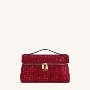 Thea Artificial Crystal Top Handle Bag - Red