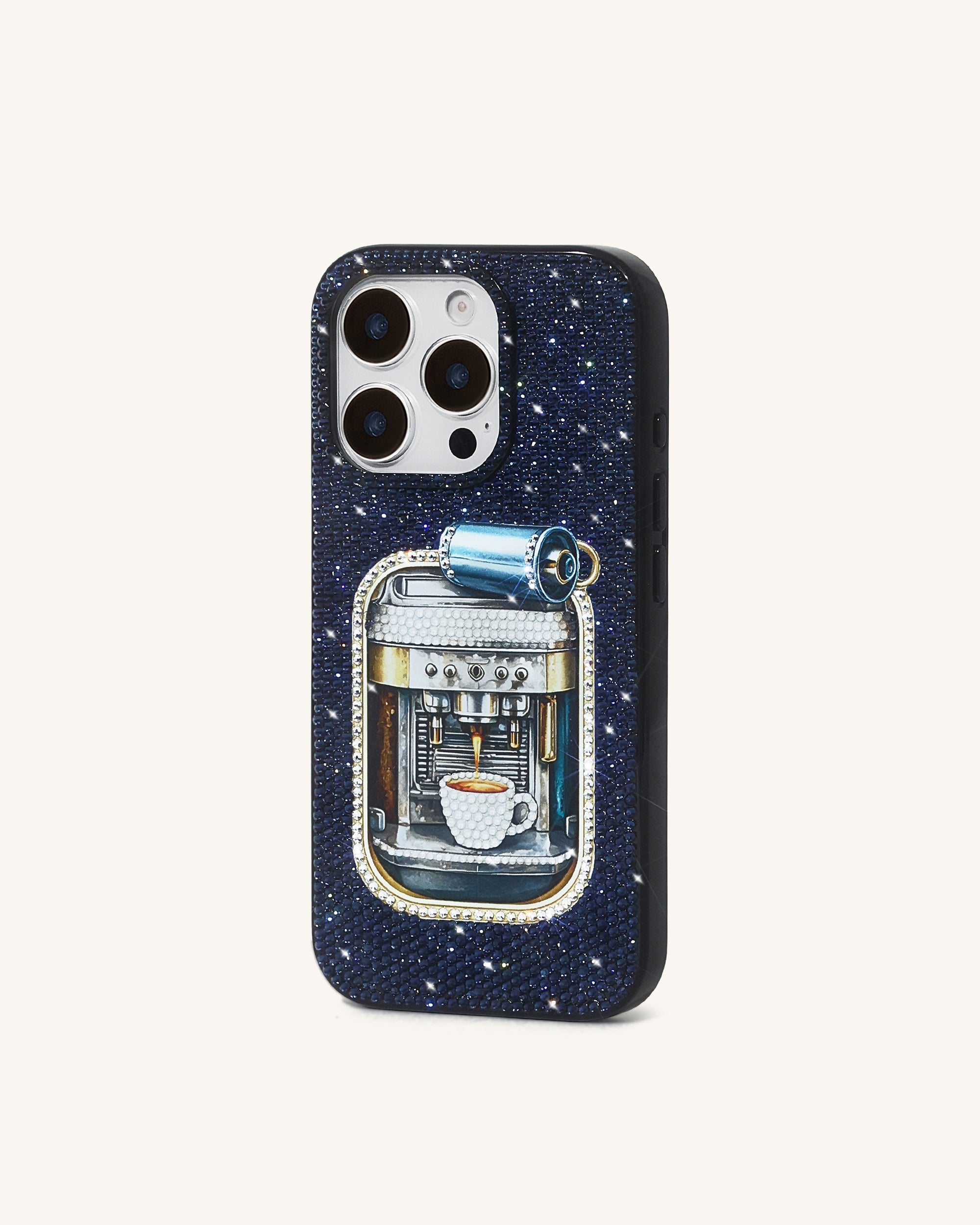 Coffee Tin Artificial Crystal Phone Case - Blue - Image 2