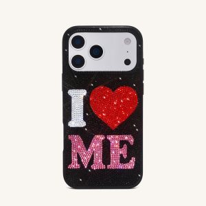 I Love Me Artificial Crystal Phone Case - Black