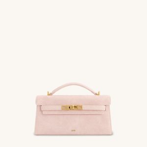 Noor Faux Suede Top Handle Bag - Pink