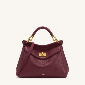 Lucia Classic Top Handle Bag - Deep Burgundy