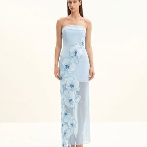 Orchid Embroidered Dress - Light Blue