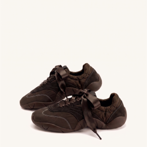 Flavia Ribbon Lace Ballerina Sneakers - Dark Brown