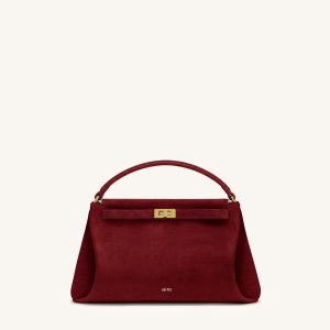 Carmen Faux Suede Top Handle Bag - Burgundy