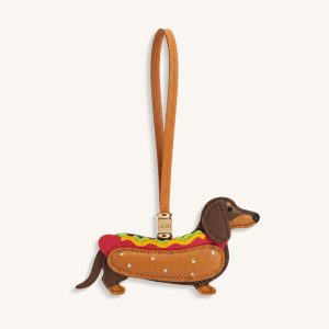 Hot Dog Dachshund Bag Charm - Brown Multi