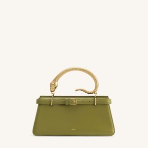 Elena Snake Handle Top Handle Bag - Matcha Green