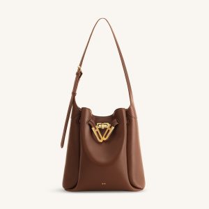 Charlene Double Buckle Hobo Bag - Brown