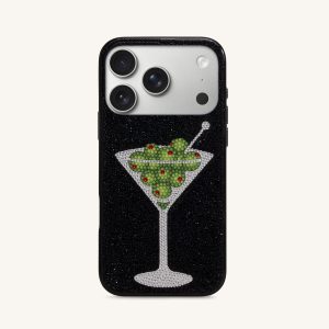 Olive Martini Artificial Crystal Phone Case - Black