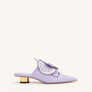 Helena Embroidery Decoration Pierced Mules - Purple