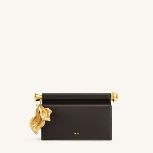 Holly Metal Pendant Embellished Clutch - Dark Brown
