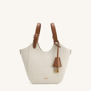 Ines Padlock Tote Bag - Brown Canvas