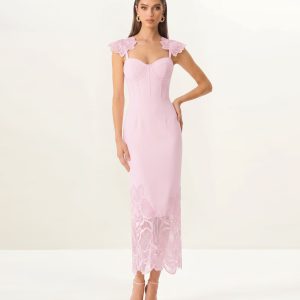 Orchid Embroidered Corset Dress - Dusty Rose