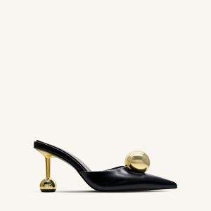 Sofia Sphere Heel Mules - Black