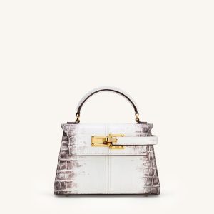 Elise Top Handle Bag - White Croc