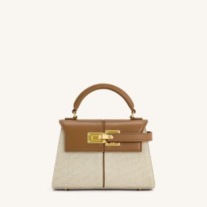 Elise Top Handle Bag - Brown Canvas