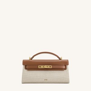Noor Top Handle Bag - Brown Canvas