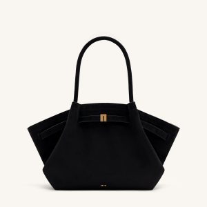 Hana Medium Faux Suede Tote Bag - Black