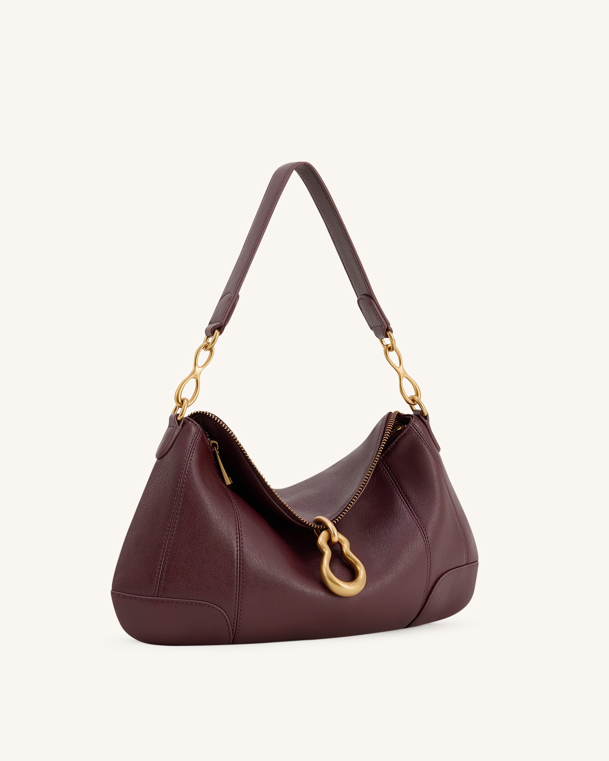 Jayla Metal Pendant Embellished Shoulder Bag - Deep Burgundy - Image 2