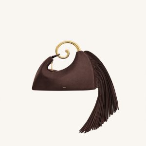 Nell Fringe Hardware Top Handle Bag - Deep Brown