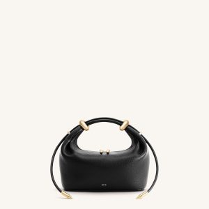 Ellie Metal Ring Embellished Top Handle Bag - Black