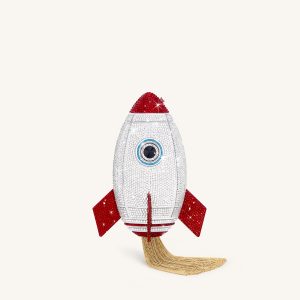 Rocket Shape Faux Crystal Clutch - Silver
