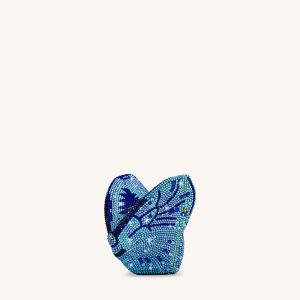 Paisley Crystal Butterfly Clutch - Blue