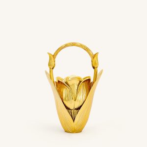 Ella Tulip Vase Top Handle Bag - Gold