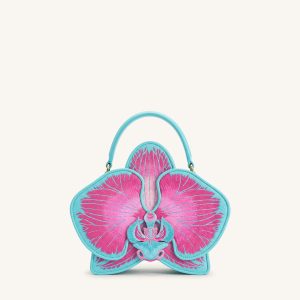 Flora Orchid Shaped Top Handle Bag - Pink Blue