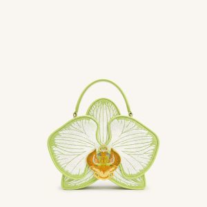 Flora Orchid Shaped Top Handle Bag - Light Green