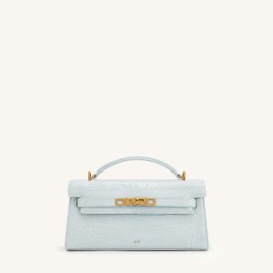 Noor Top Handle Bag - Blue Croc