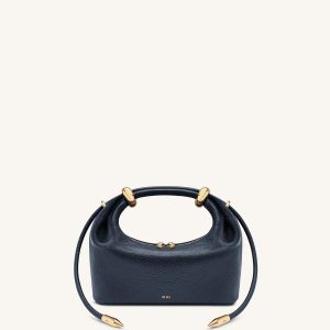 Ellie Metal Ring Embellished Top Handle Bag - Navy
