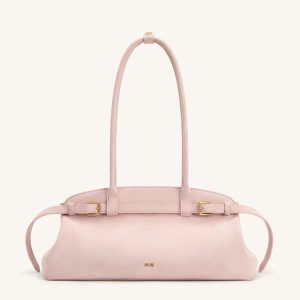 Arden Faux Suede Belt Detail East-West Shoulder Bag - Pink