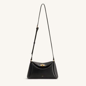 Greta Twist-Lock Crossbody Bag - Black