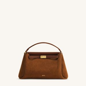 Carmen Faux Suede Top Handle Bag - Brown
