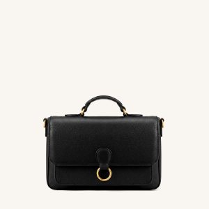 Mirelle Pebbled Top Handle Satchel - Black