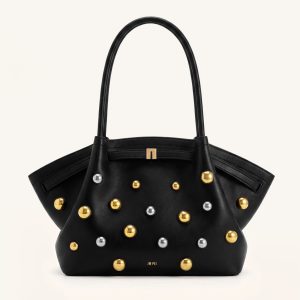 Hana Large Studded Tote Bag - Dark Black