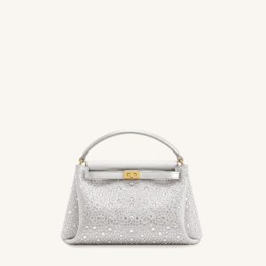 Carmen Artificial Crystal Top Handle Bag - Light Gray