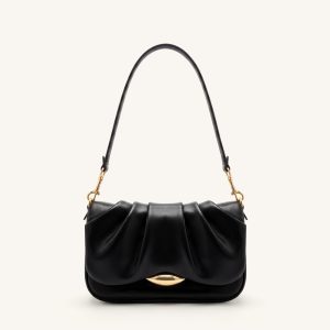 Sofia Ruched Shoulder Bag - Black