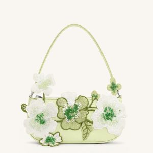 Leona Bead Embellished Shoulder Bag - Light Green