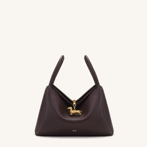 Maelle Dachshund Charm Double Handle Bag - Dark Brown
