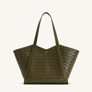 Kiana Large Capacity Weave Texture Tote Bag - Dark Olive