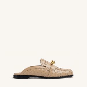 Elowen Woven Horsebit Mule Loafers - Khaki