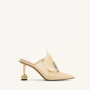 Sofia Orchid Sphere Heel Mules - Beige