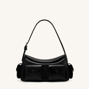 Corinne Multi-Pocket Shoulder Bag - Black
