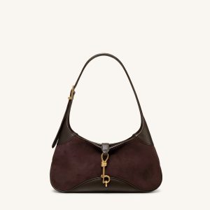 Juliette Key Charm East-West Shoulder Bag - Dark Brown