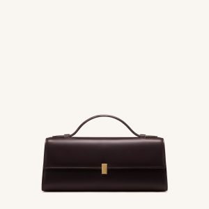 Delphine Flap Top Handle Bag - Dark Brown